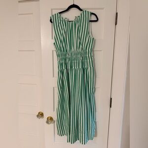 J.Crew Green and White Striped Sleeveless Dress